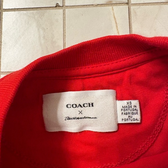 Coach Red Muscle Tee with Sparkly Lips - Picture 3 of 4